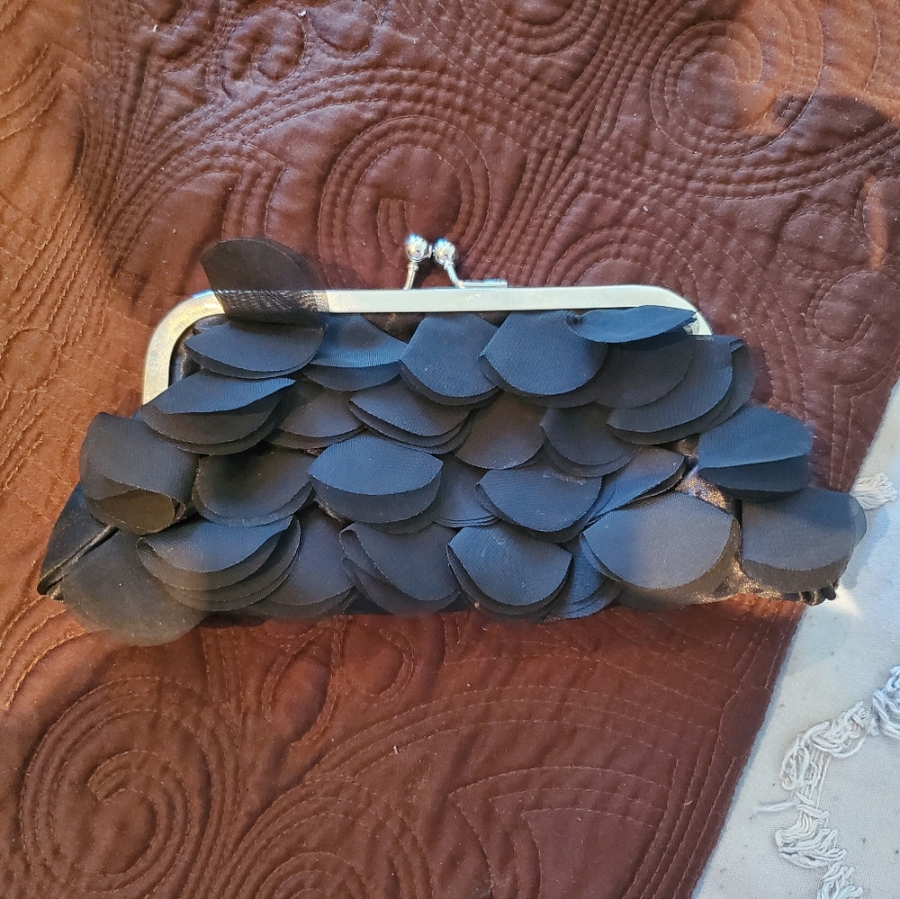 Black Clutch with Petal Design